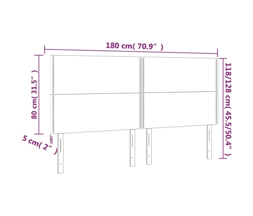 Cabecero con luces LED tela gris taupe 180x5x118/128 cm