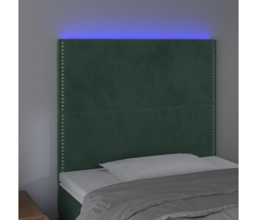 Cabecero con luces LED terciopelo verde oscuro 80x5x118/128 cm