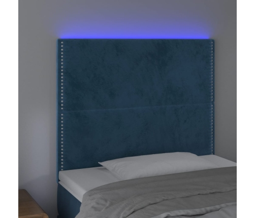 Cabecero con luces LED terciopelo azul oscuro 80x5x118/128 cm