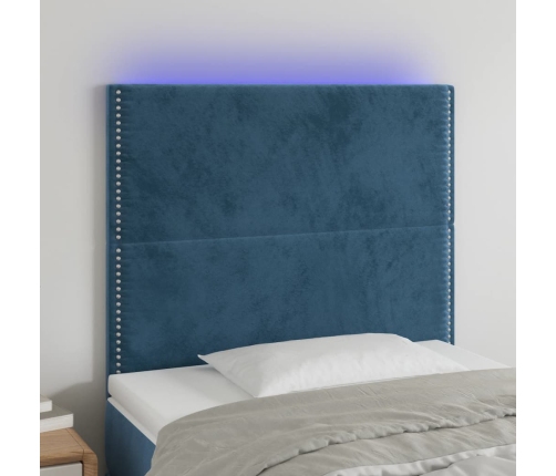 vidaXL Cabecero con luces LED terciopelo azul oscuro 80x5x118/128 cm