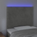 Cabecero con luces LED terciopelo gris claro 90x5x118/128 cm