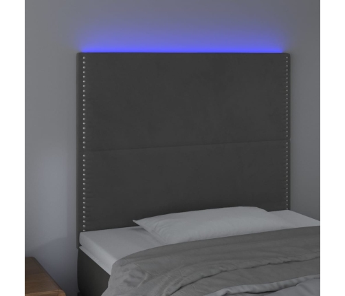 Cabecero con luces LED terciopelo gris oscuro 90x5x118/128 cm