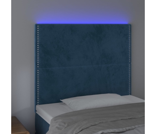 Cabecero con luces LED terciopelo azul oscuro 90x5x118/128 cm