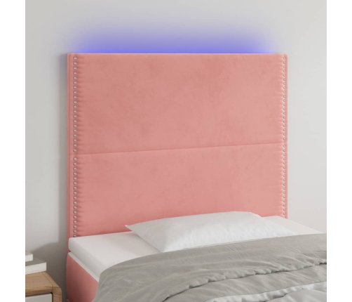 vidaXL Cabecero con luces LED terciopelo rosa 90x5x118/128 cm