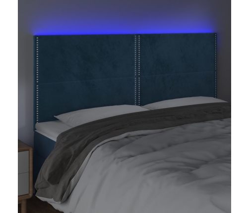 Cabecero con luces LED terciopelo azul oscuro 180x5x118/128 cm