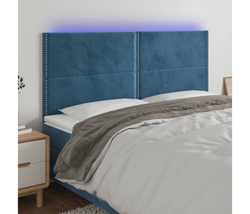 Cabecero con luces LED terciopelo azul oscuro 180x5x118/128 cm