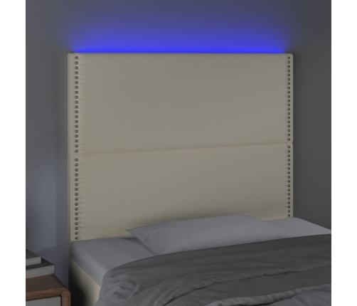 vidaXL Cabecero con luces LED cuero sintético crema 90x5x118/128 cm