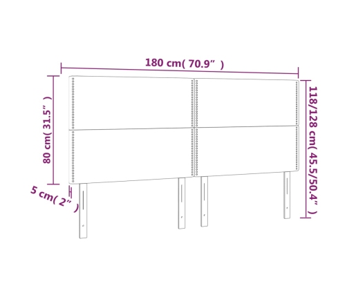 vidaXL Cabecero con luces LED cuero sintético gris 180x5x118/128 cm