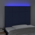 Cabecero con luces LED tela azul 80x5x118/128 cm