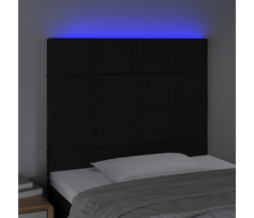 vidaXL Cabecero con luces LED tela negro 90x5x118/128 cm