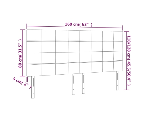 Cabecero con luces LED tela gris claro 160x5x118/128 cm