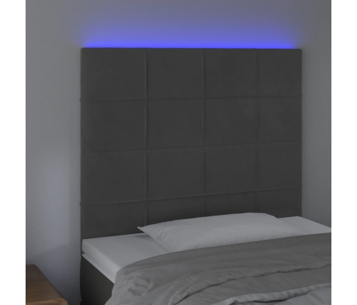 vidaXL Cabecero con luces LED terciopelo gris oscuro 80x5x118/128 cm