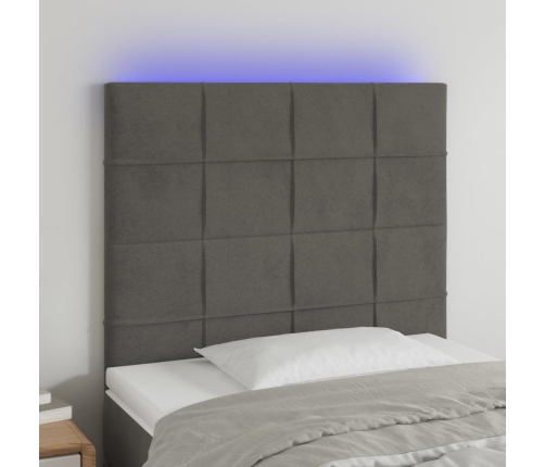 vidaXL Cabecero con luces LED terciopelo gris oscuro 80x5x118/128 cm