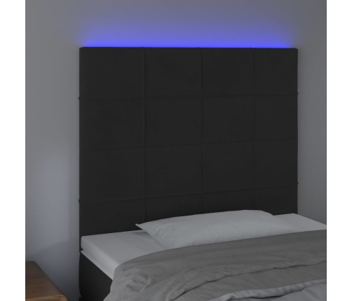 Cabecero con luces LED terciopelo negro 100x5x118/128 cm