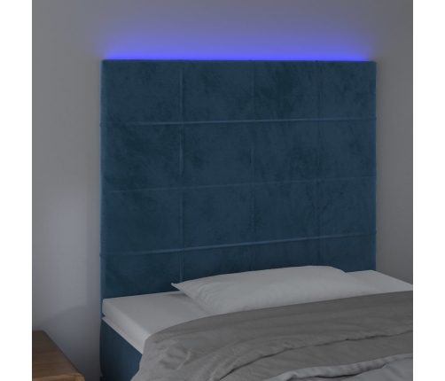 Cabecero con luces LED terciopelo azul oscuro 100x5x118/128 cm