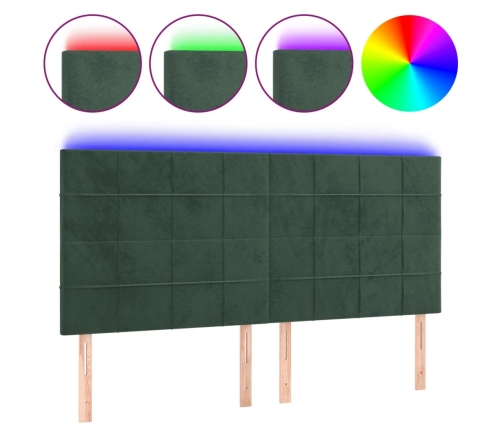 vidaXL Cabecero con luces LED terciopelo verde oscuro 160x5x118/128 cm