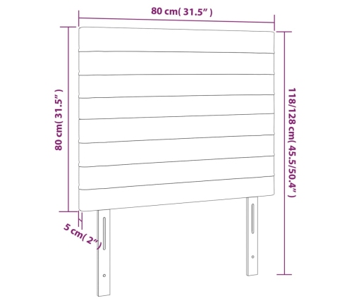 Cabecero con luces LED tela gris claro 80x5x118/128 cm