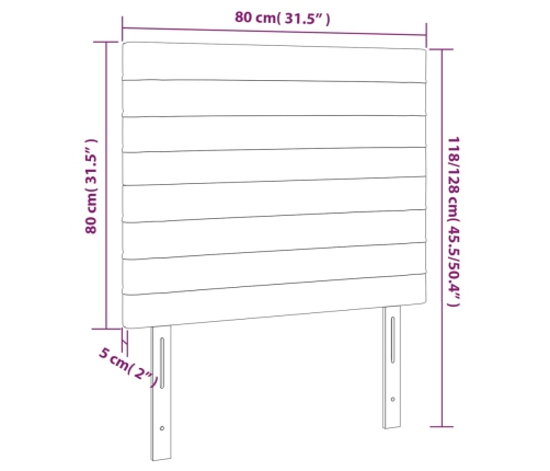 Cabecero con luces LED tela gris oscuro 80x5x118/128 cm