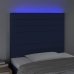 Cabecero con luces LED tela azul 90x5x118/128 cm