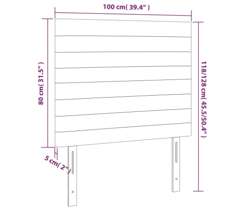 Cabecero con luces LED tela crema 100x5x118/128 cm