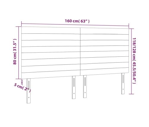 Cabecero con luces LED tela gris oscuro 160x5x118/128 cm