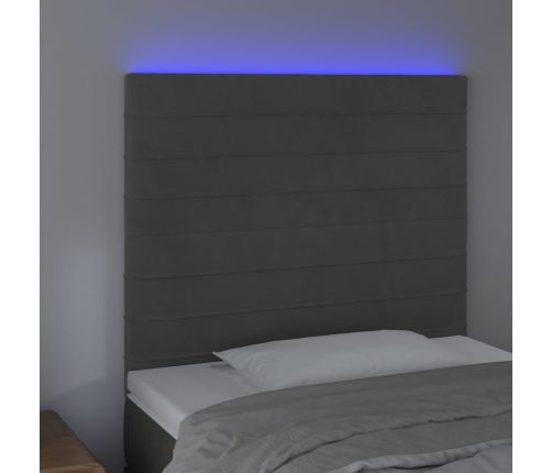 Cabecero con luces LED terciopelo gris oscuro 80x5x118/128 cm