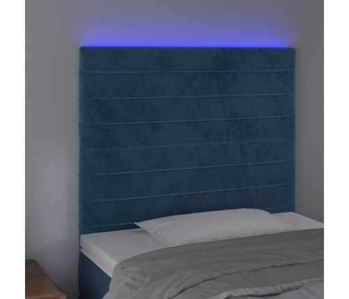 Cabecero con luces LED terciopelo azul oscuro 80x5x118/128 cm