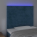 Cabecero con luces LED terciopelo azul oscuro 80x5x118/128 cm