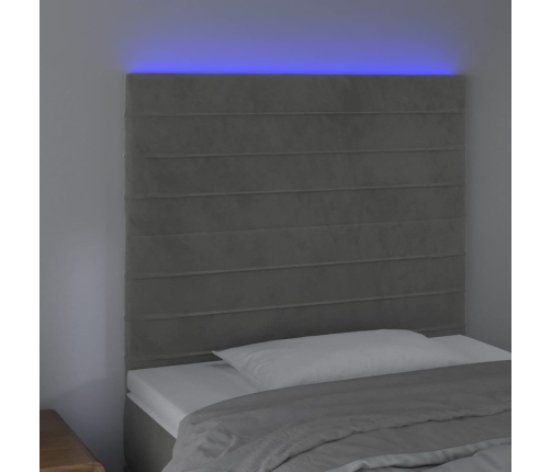 vidaXL Cabecero con luces LED terciopelo gris claro 90x5x118/128 cm