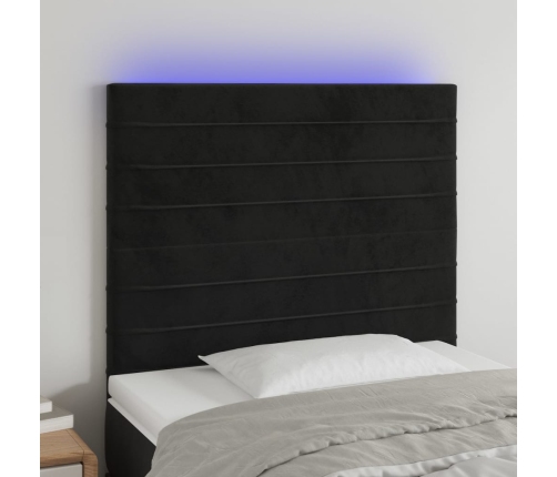 vidaXL Cabecero con luces LED terciopelo negro 90x5x118/128 cm