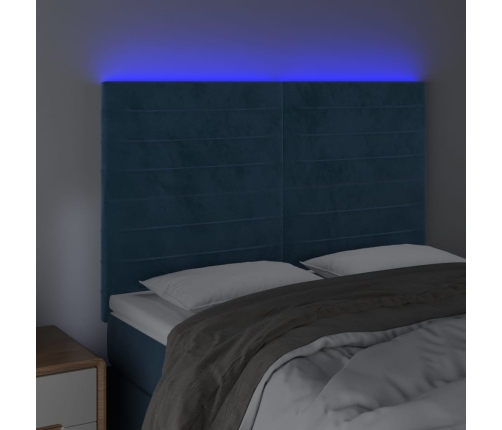 vidaXL Cabecero con luces LED terciopelo azul oscuro 144x5x118/128 cm