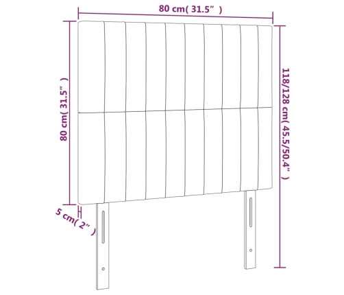 Cabecero con luces LED tela gris claro 80x5x118/128 cm