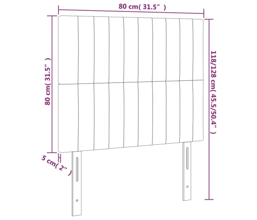 vidaXL Cabecero con luces LED tela gris oscuro 80x5x118/128 cm