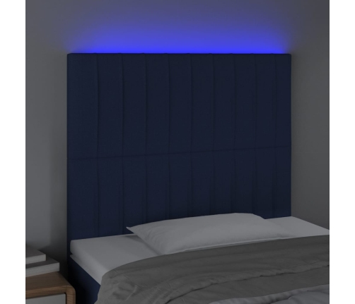 vidaXL Cabecero con luces LED tela azul 80x5x118/128 cm