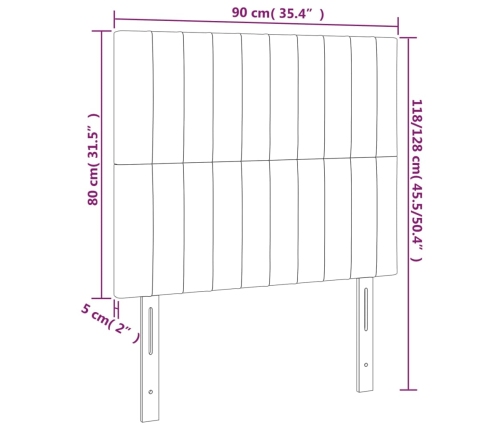 Cabecero con luces LED tela crema 90x5x118/128 cm