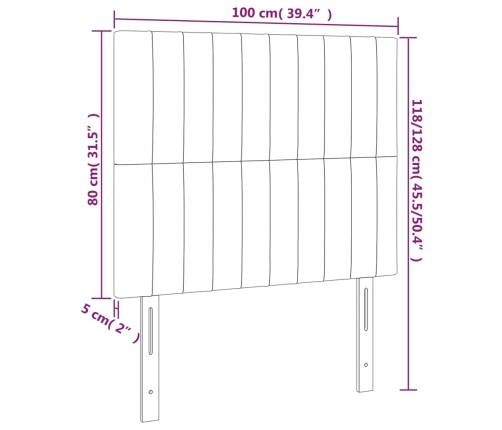 Cabecero con luces LED tela crema 100x5x118/128 cm