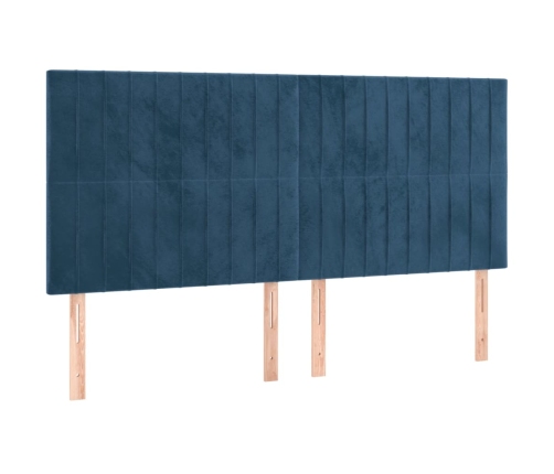 Cabecero con luces LED terciopelo azul oscuro 160x5x118/128 cm