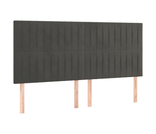 Cabecero con luces LED terciopelo gris oscuro 180x5x118/128 cm