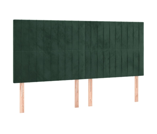 Cabecero con luces LED terciopelo verde oscuro 180x5x118/128 cm