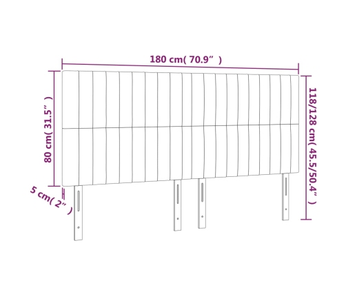 Cabecero con luces LED terciopelo rosa 180x5x118/128 cm