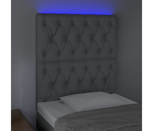 Cabecero con luces LED tela gris claro 80x7x118/128 cm