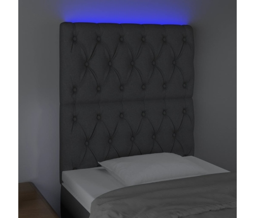 Cabecero con luces LED tela gris oscuro 80x7x118/128 cm