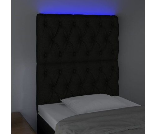 Cabecero con luces LED tela negro 80x7x118/128 cm