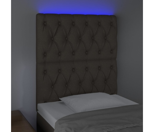 Cabecero con luces LED tela gris taupe 80x7x118/128 cm