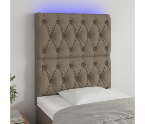 Cabecero con luces LED tela gris taupe 80x7x118/128 cm