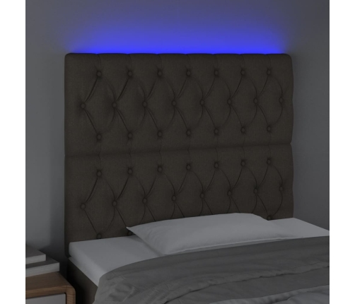 Cabecero con luces LED tela gris taupe 90x7x118/128 cm