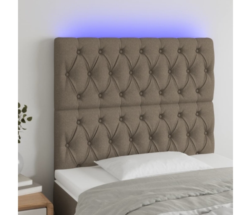 Cabecero con luces LED tela gris taupe 90x7x118/128 cm