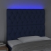 Cabecero con luces LED tela azul 90x7x118/128 cm