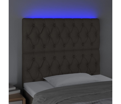 Cabecero con luces LED tela gris taupe 100x7x118/128 cm