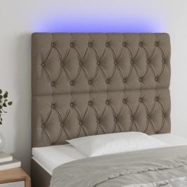 Cabecero con luces LED tela gris taupe 100x7x118/128 cm